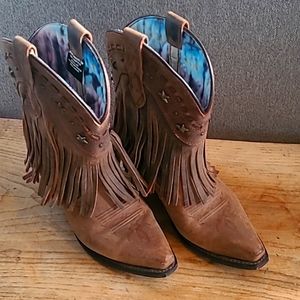 Dingo, Lea Vamp Fox Western Fringe Booties